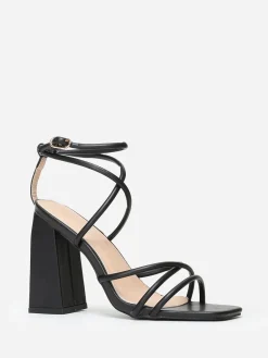 New La Modeuse Sandales à fines brides en simili Noir