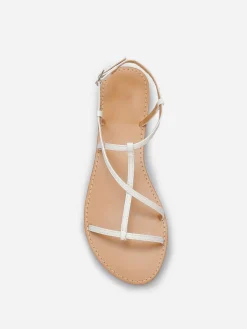 Best La Modeuse Sandales à fines brides entrecroisées Blanc