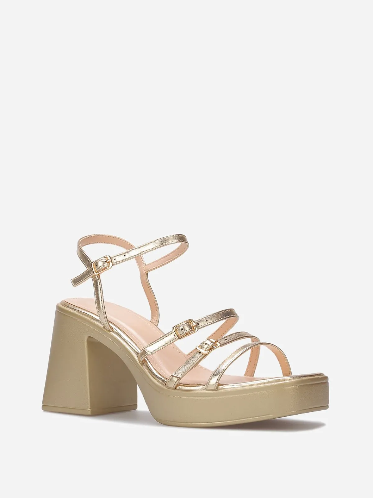 Outlet La Modeuse Sandales à fines brides et plateforme Doré