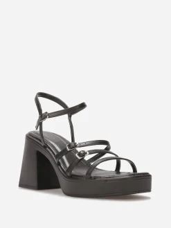 Clearance La Modeuse Sandales à fines brides et plateforme Noir