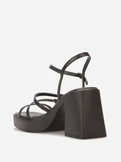Clearance La Modeuse Sandales à fines brides et plateforme Noir