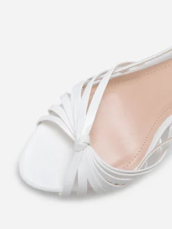 New La Modeuse Sandales à fines brides nouées Blanc