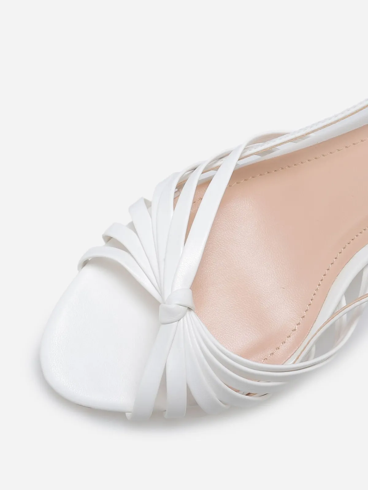 New La Modeuse Sandales à fines brides nouées Blanc
