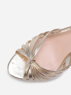 Best La Modeuse Sandales à fines brides nouées Doré