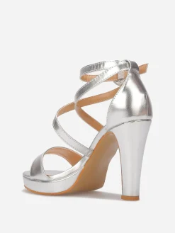 Best La Modeuse Sandales à multi-brides et talon haut Argenté