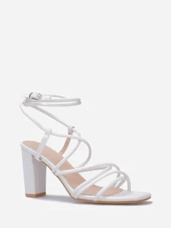 Hot La Modeuse Sandales à multiples brides croisées Blanc