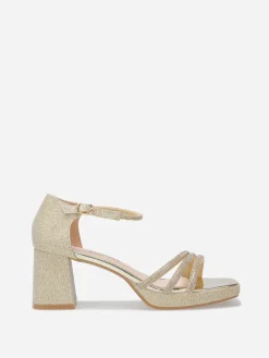 Discount La Modeuse Sandales à plateforme avec strass et paillettes Doré