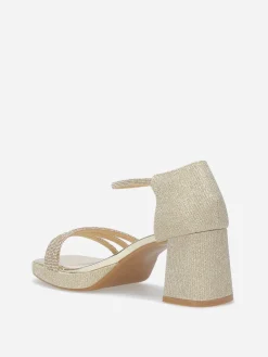 Discount La Modeuse Sandales à plateforme avec strass et paillettes Doré