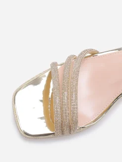 Discount La Modeuse Sandales à plateforme avec strass et paillettes Doré