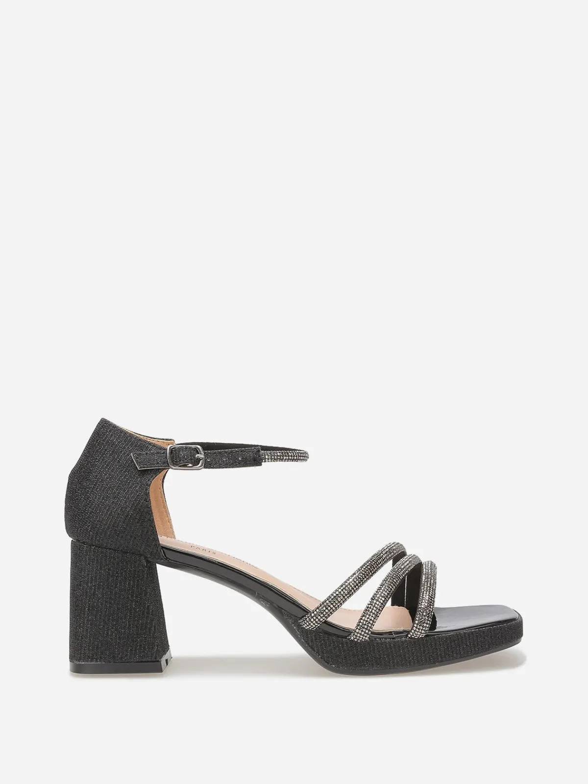 Sale La Modeuse Sandales à plateforme avec strass et paillettes Noir