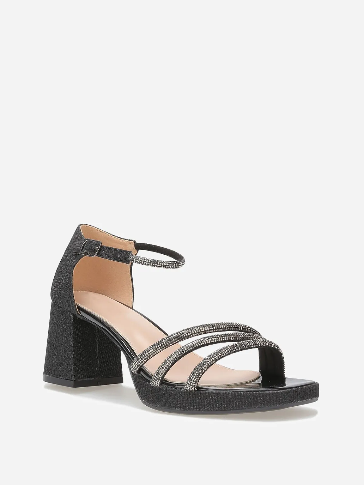 Sale La Modeuse Sandales à plateforme avec strass et paillettes Noir