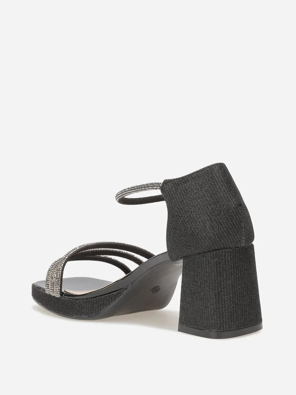Sale La Modeuse Sandales à plateforme avec strass et paillettes Noir
