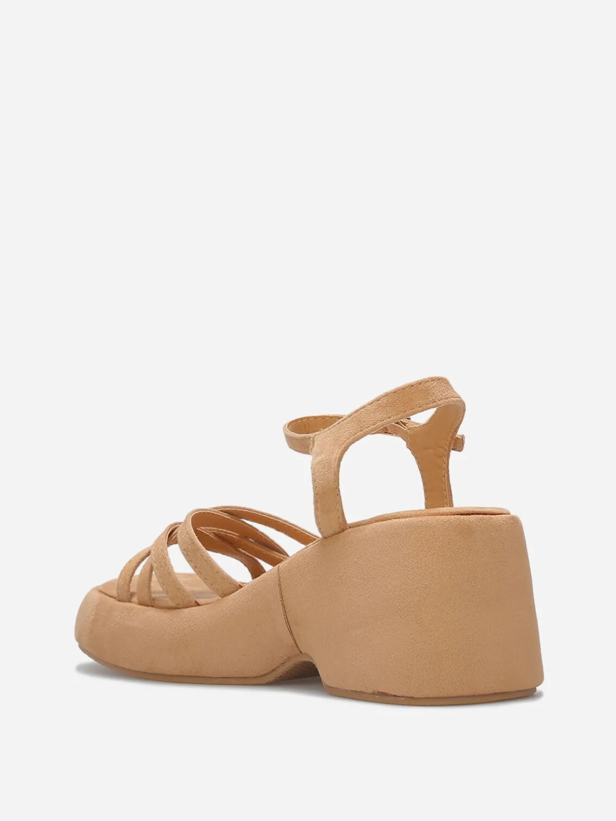 Online La Modeuse Sandales à plateforme compensée en suédine Camel