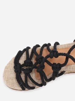 Hot La Modeuse Sandales à plateforme compensée et cordons Noir