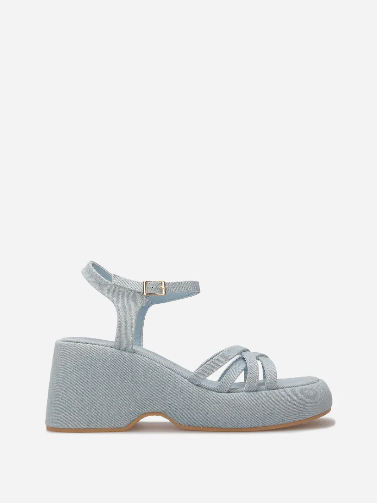 Best La Modeuse Sandales à plateforme compensée en denim BleuDenim