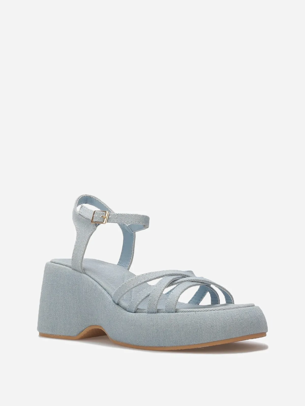 Best La Modeuse Sandales à plateforme compensée en denim BleuDenim