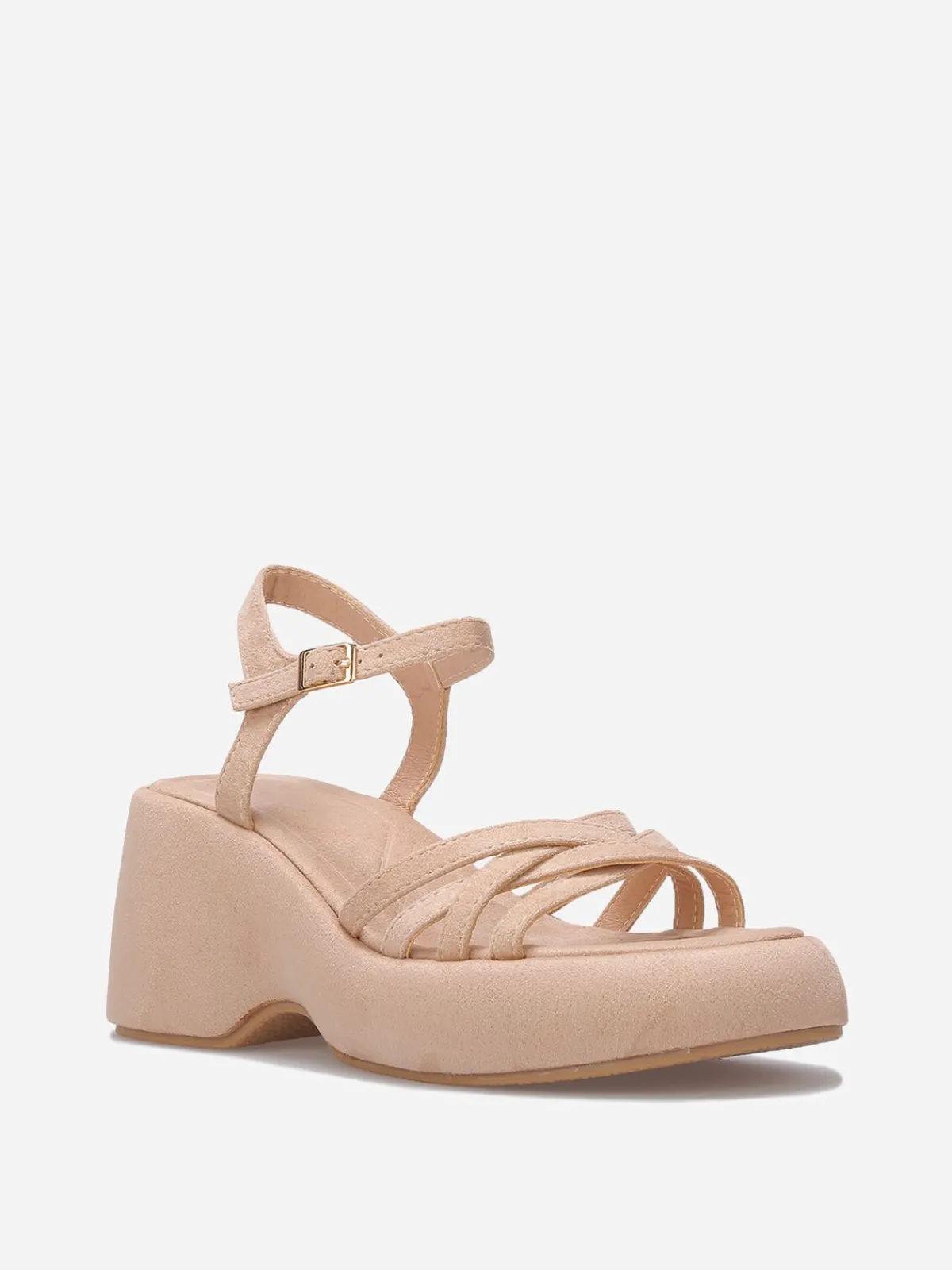 Online La Modeuse Sandales à plateforme compensée en suédine Beige