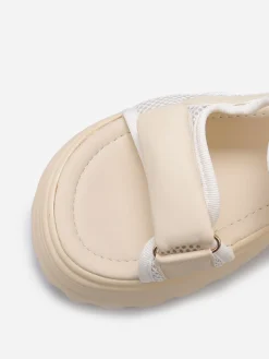 Hot La Modeuse Sandales à plateforme crantée et scratchs Beige
