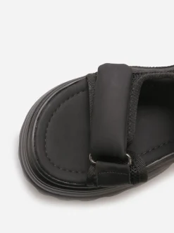 Discount La Modeuse Sandales à plateforme crantée et scratchs Noir