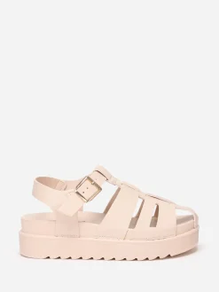 Outlet La Modeuse Sandales à plateforme crantée Beige