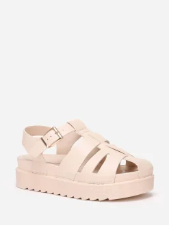 Outlet La Modeuse Sandales à plateforme crantée Beige