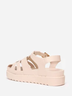 Outlet La Modeuse Sandales à plateforme crantée Beige