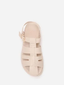 Outlet La Modeuse Sandales à plateforme crantée Beige