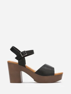 Online La Modeuse Sandales à plateforme effet bois Noir