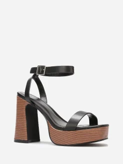 Online La Modeuse Sandales à plateforme et talon effet bois Noir