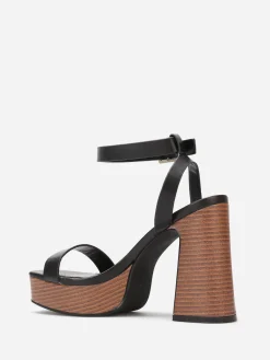 Online La Modeuse Sandales à plateforme et talon effet bois Noir