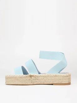 Clearance La Modeuse Sandales à plateforme tressée Bleu