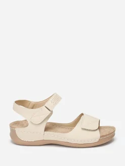 New La Modeuse Sandales à scratch grandes tailles Beige