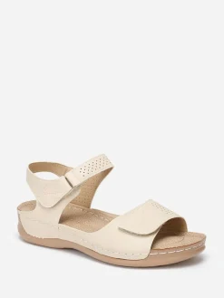 New La Modeuse Sandales à scratch grandes tailles Beige