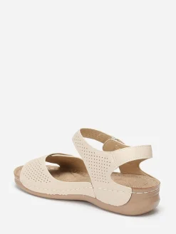 New La Modeuse Sandales à scratch grandes tailles Beige