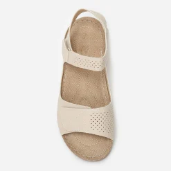 New La Modeuse Sandales à scratch grandes tailles Beige