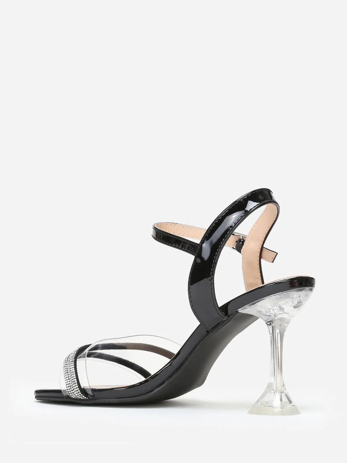 Online La Modeuse Sandales à strass avec talon bobine Noir