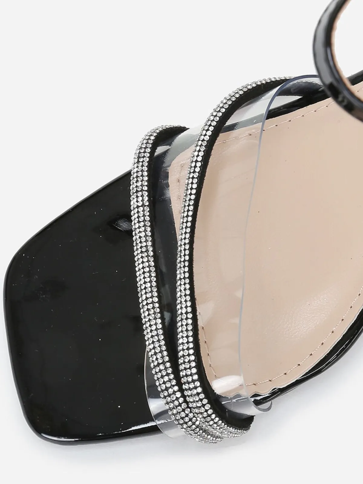 Online La Modeuse Sandales à strass avec talon bobine Noir