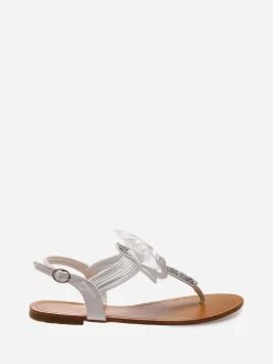 Discount La Modeuse Sandales  à strass et noeud Blanc