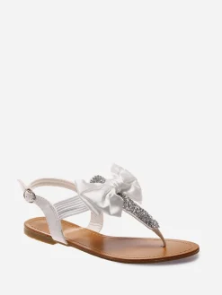 Discount La Modeuse Sandales  à strass et noeud Blanc