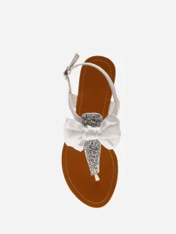 Discount La Modeuse Sandales  à strass et noeud Blanc