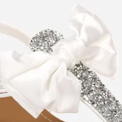 Discount La Modeuse Sandales  à strass et noeud Blanc