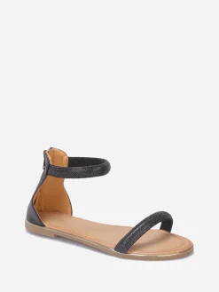 Online La Modeuse Sandales à strass et zippées à l'arrière Noir