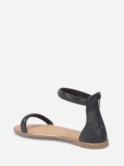 Online La Modeuse Sandales à strass et zippées à l'arrière Noir