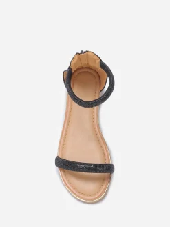 Online La Modeuse Sandales à strass et zippées à l'arrière Noir