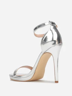 Discount La Modeuse Sandales à talon aiguille et plateforme Argenté