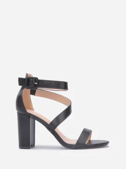 Outlet La Modeuse Sandales à talon avec doubles brides Noir