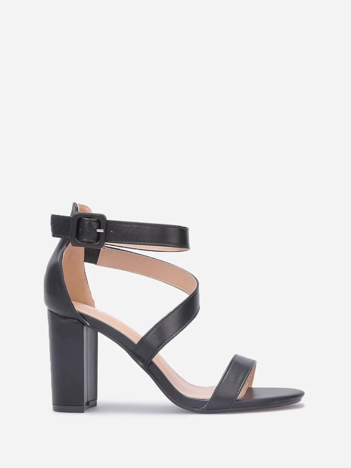 Outlet La Modeuse Sandales à talon avec doubles brides Noir