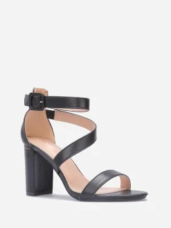 Outlet La Modeuse Sandales à talon avec doubles brides Noir