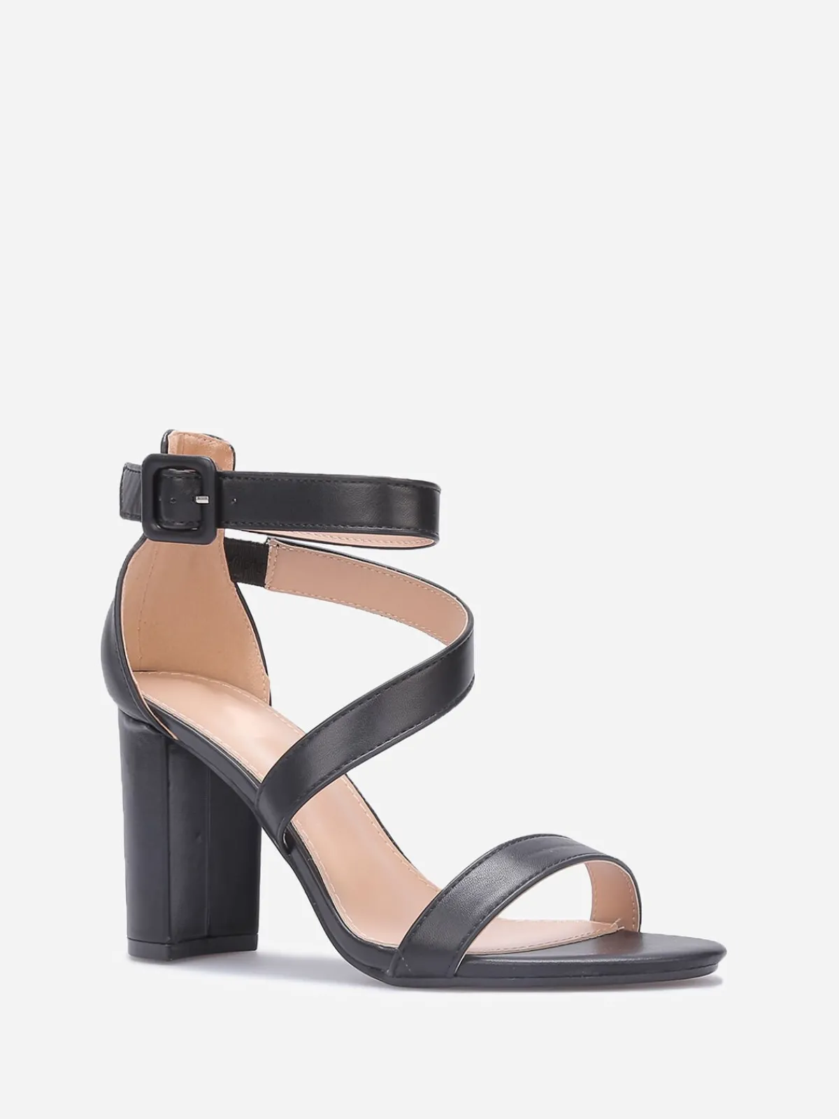 Outlet La Modeuse Sandales à talon avec doubles brides Noir