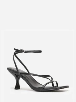 Discount La Modeuse Sandales à talon bobine et bout carré Noir